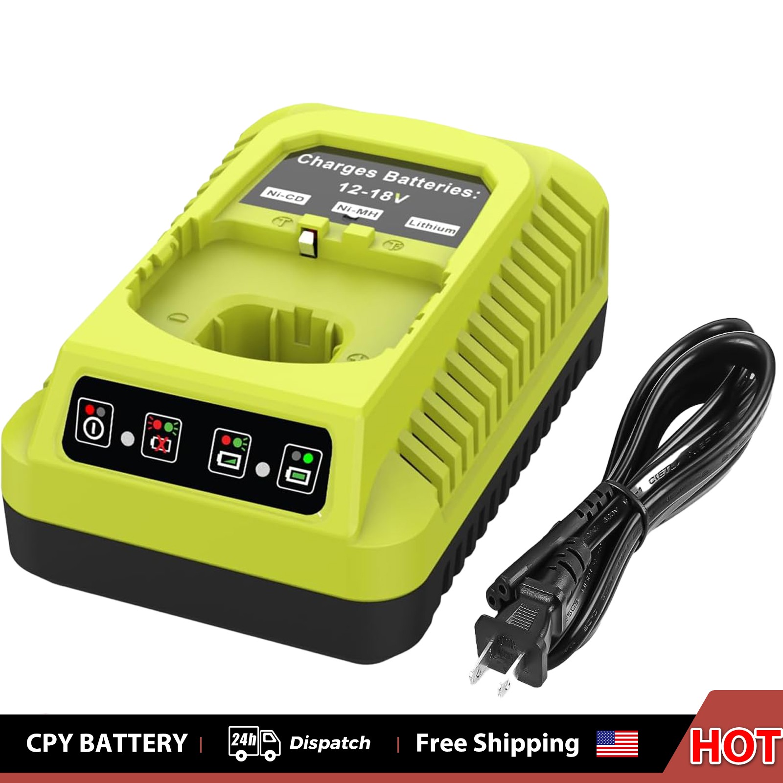 P117 Fast Charger For RYOBI P108 18V For One+ Plus High Capacity Lithium Battery