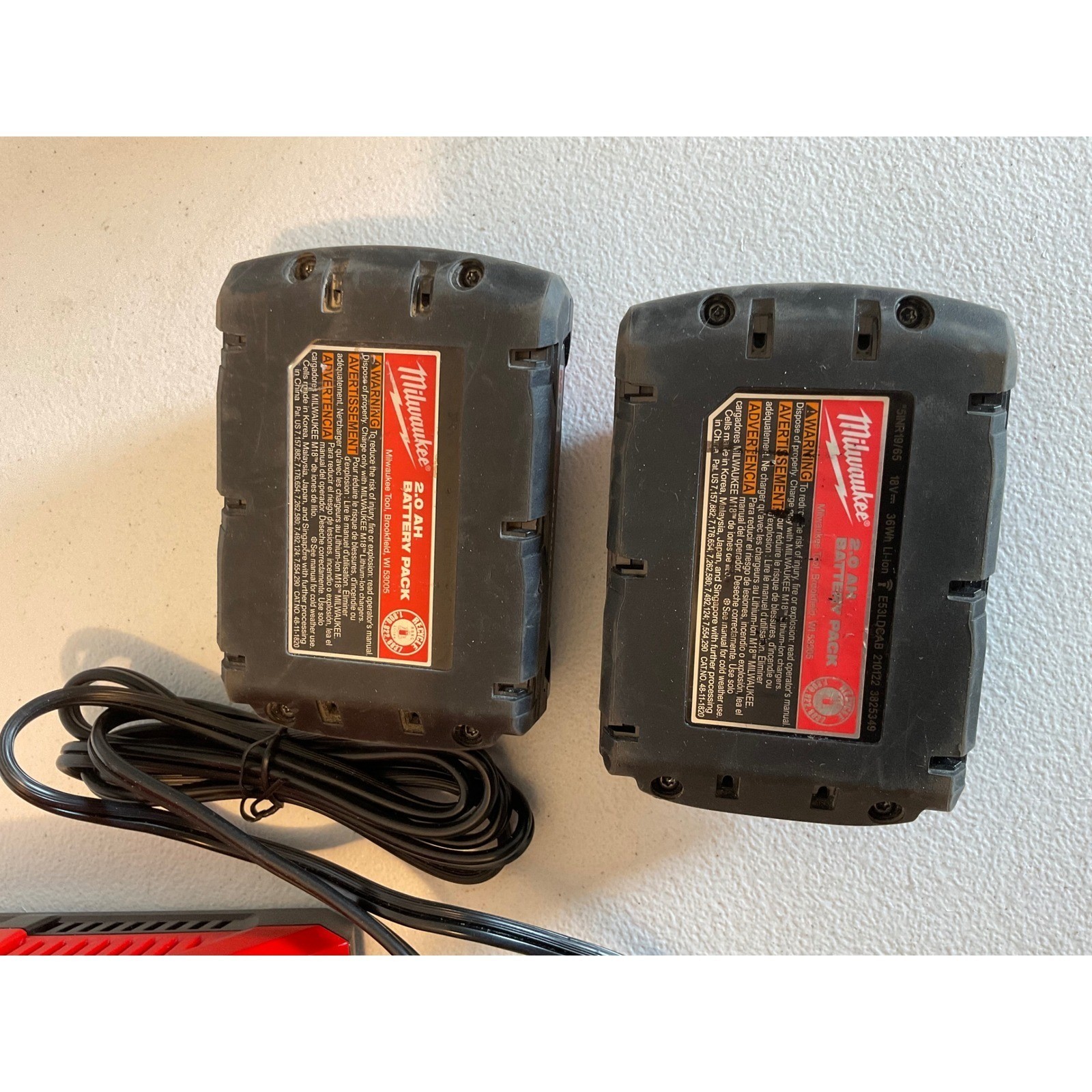 Milwaukee M18 M12 Rapid Charger with Two M18 2.0Ah Batteries