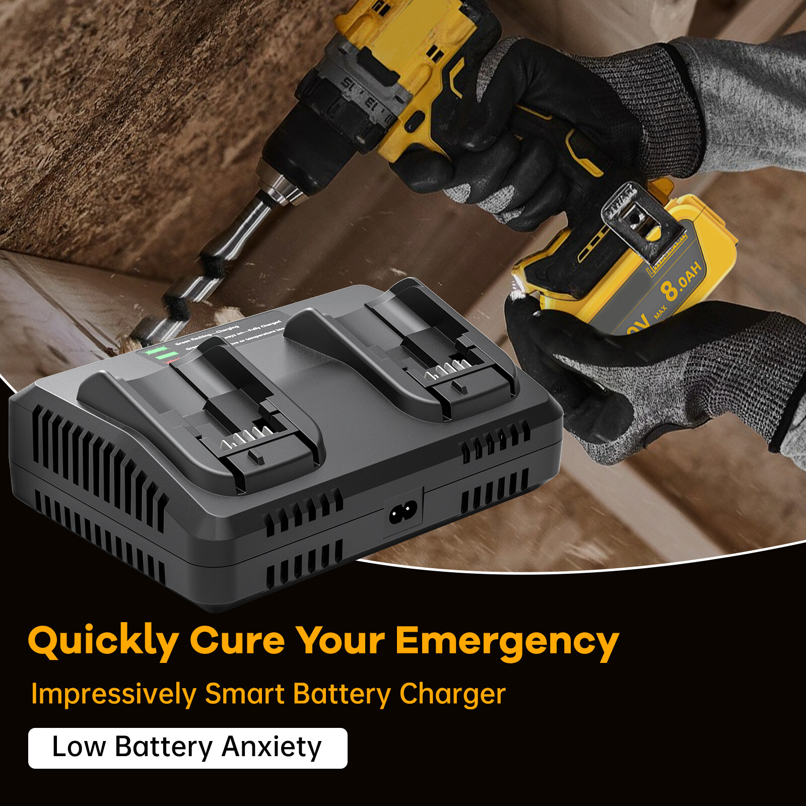 For Dewalt 20V 20 Volt Max Lithium Ion Battery Charger DCB203 DCB206-2 DCB208-2
