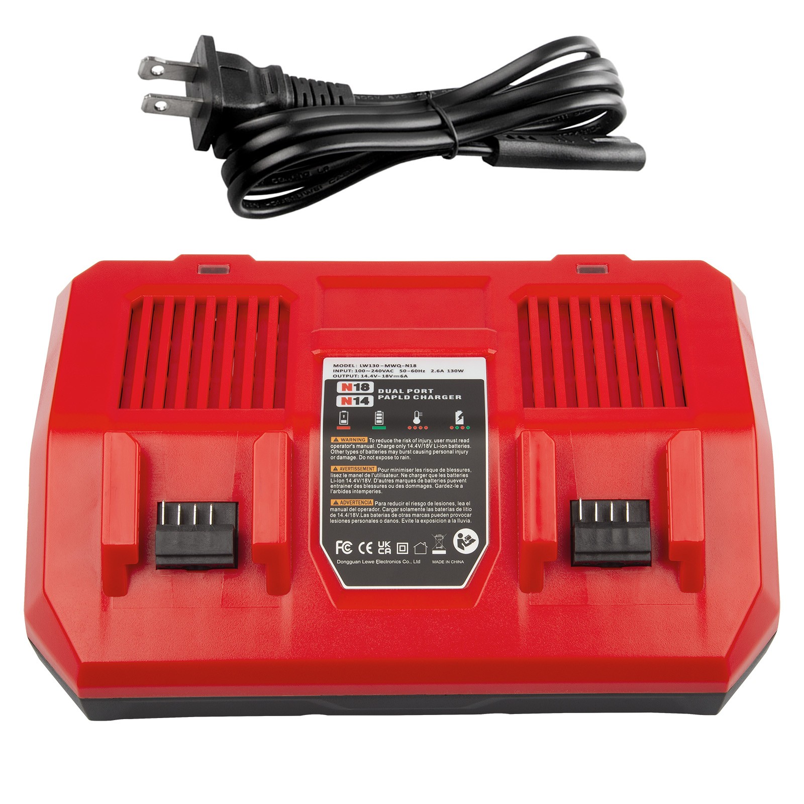 Dual Port Rapid Charger For Milwaukee For M18 18V Li-ion Battery Fast Charger US