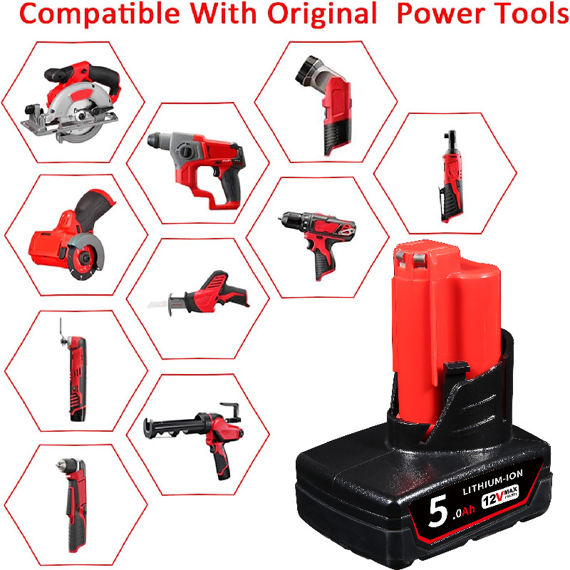 1Pack For Milwaukee 12V M12 Battery Lithium M12B6 M12B5 48-11-2460 / Charger