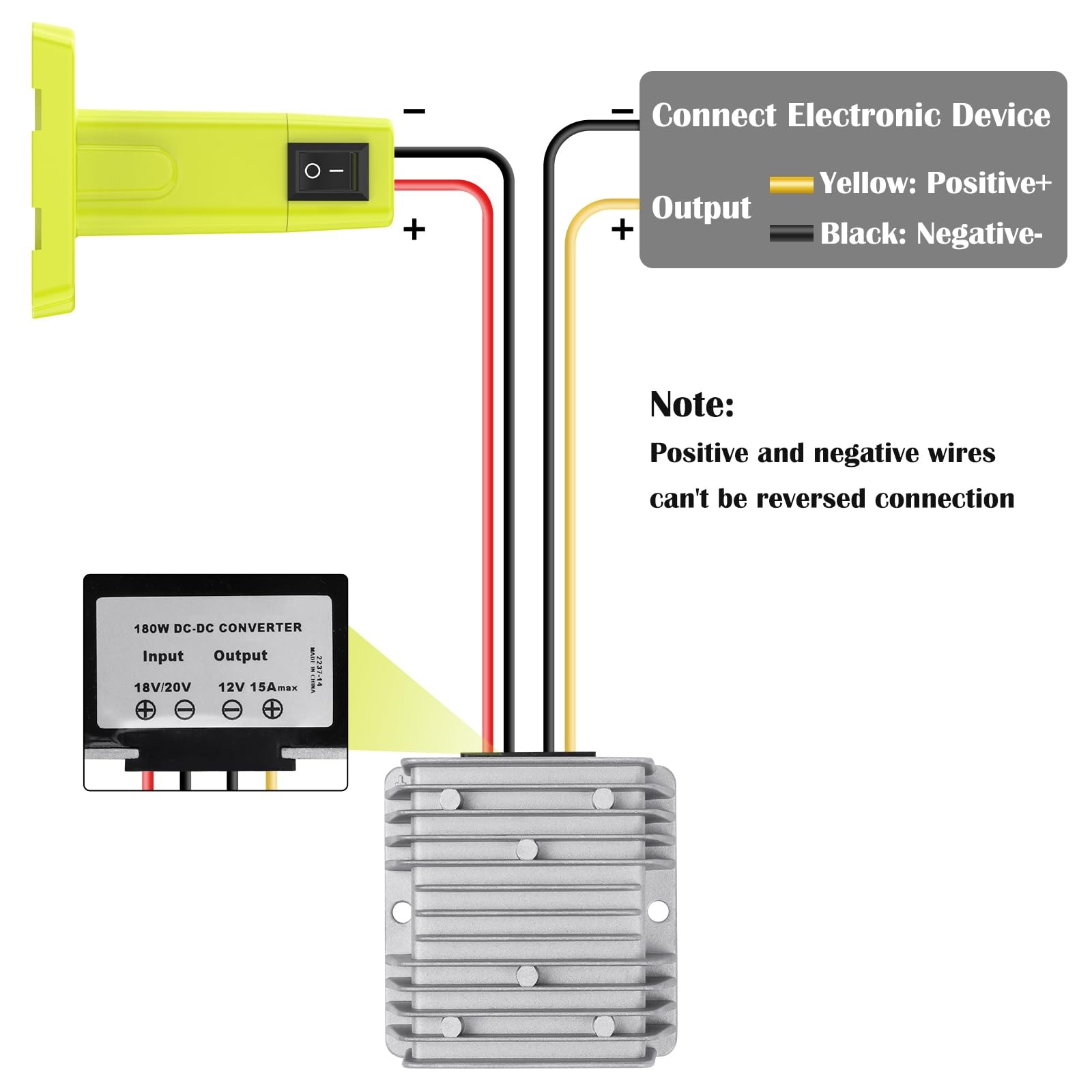 18V to 12V Step Down Converter Aadpter for Ryobi with