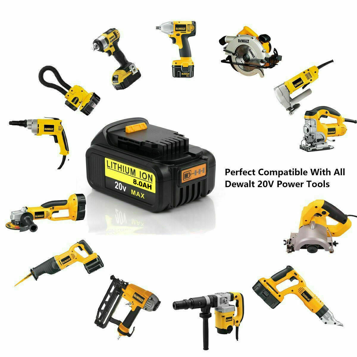 1-2 For DeWalt 20V 20 Volt Max XR 8.0AH Lithium Battery DCB206-2 DCB205-2 DCB200