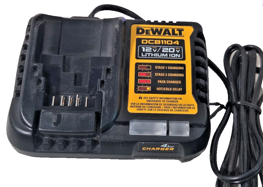 OEM DEWALT DCB1104 12V & 20V Volt MAX Li-Ion 4 Amp Fast Charger Battery Charger