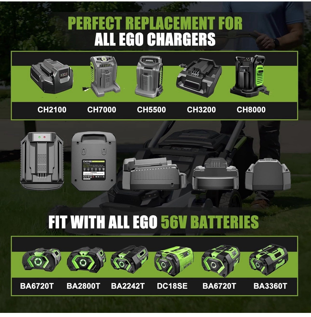 CH2100 4.0A Rapid Charger For EGO Battery BA2800/BA4200/BA1400/BA1120/BA4480T