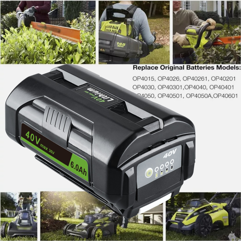 1-4PCS For Ryobi 40Volt 6.0Ah Battery High Capacity Lithium ion OP4050 OP40602