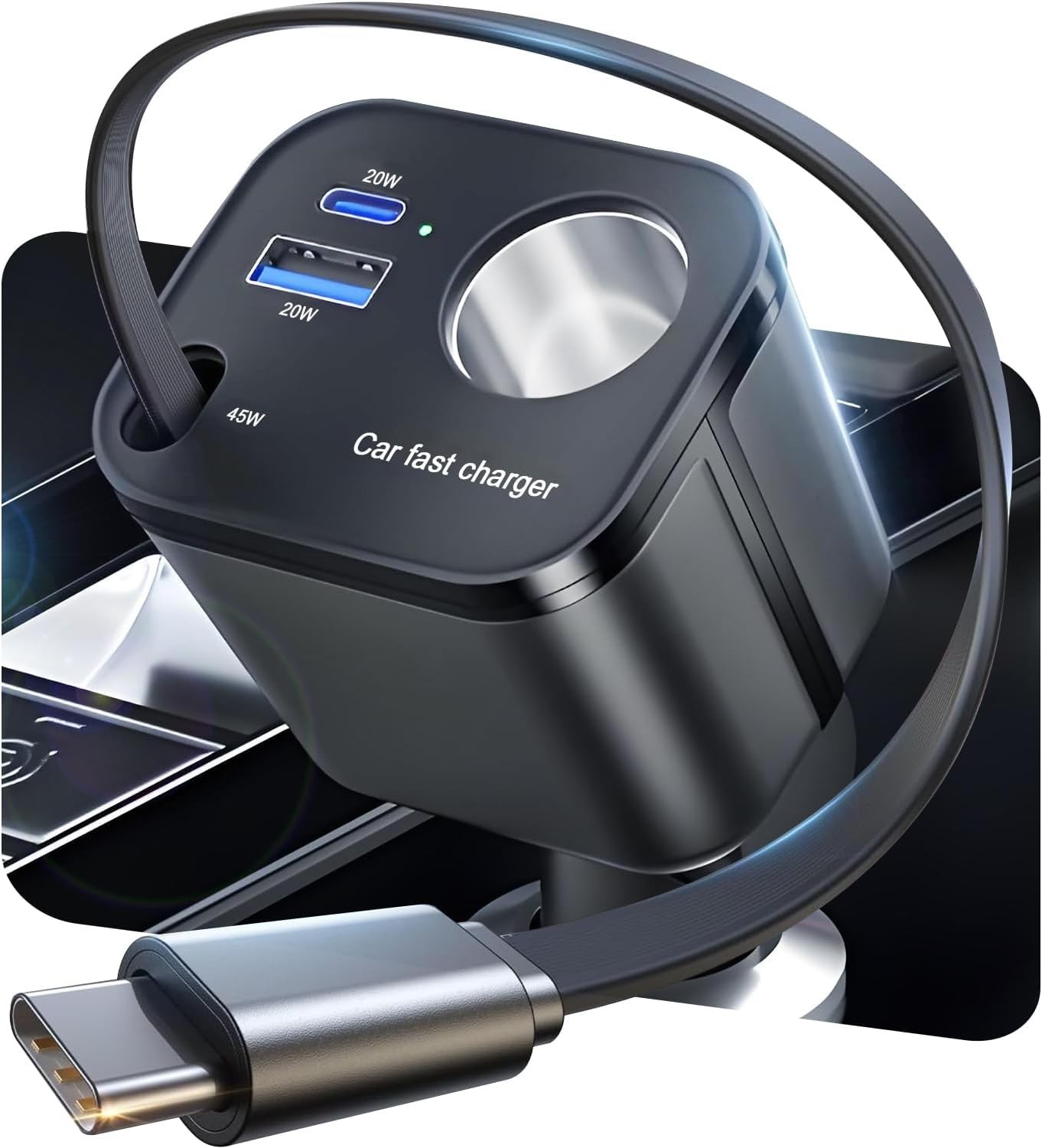Idolco 4 In 1 Retractable Car Charger 60 Smaller 145W Usb C Cigarette Lighter
