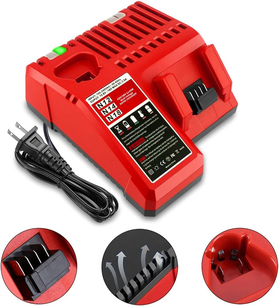 48-59-1812 12V 18V Repaid Charger Replacement for Milwaukee 12V 18V Charger 48-1