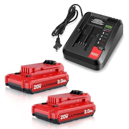 2PACK 3.0Ah 18V/20V Max Li-ion Battery & Charger Compatible with Porter Cable To