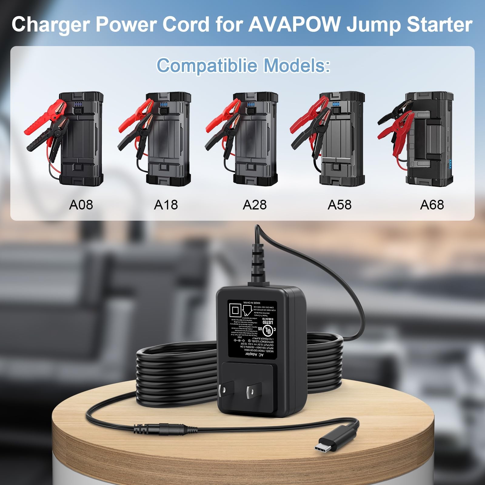 VIFOCUFY 12V AC/DC Adapter USB-C Charger Power Supply for AVAPOW A58 Black