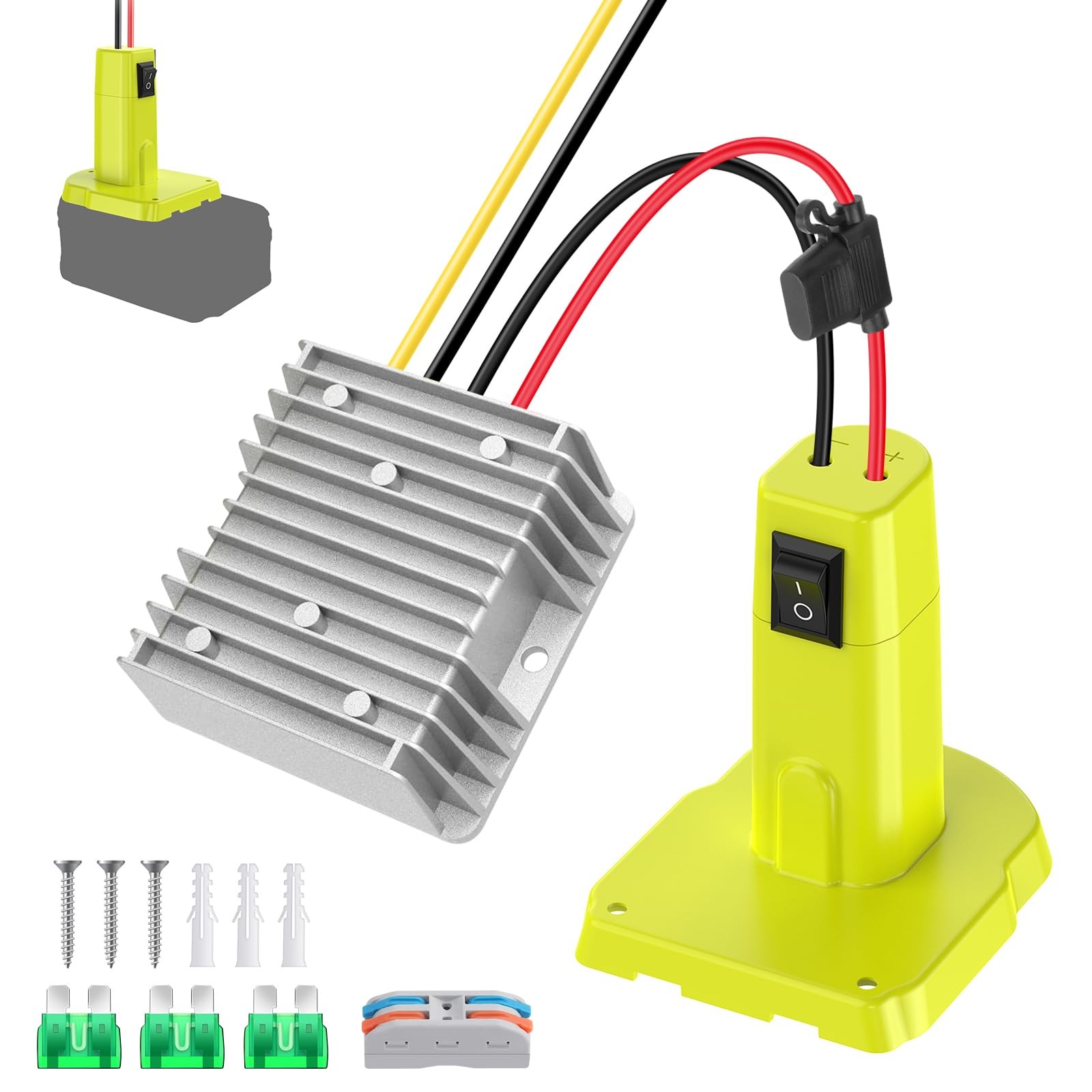 18V to 12V Step Down Converter for Ryobi 240W Step-Down Converter, Green