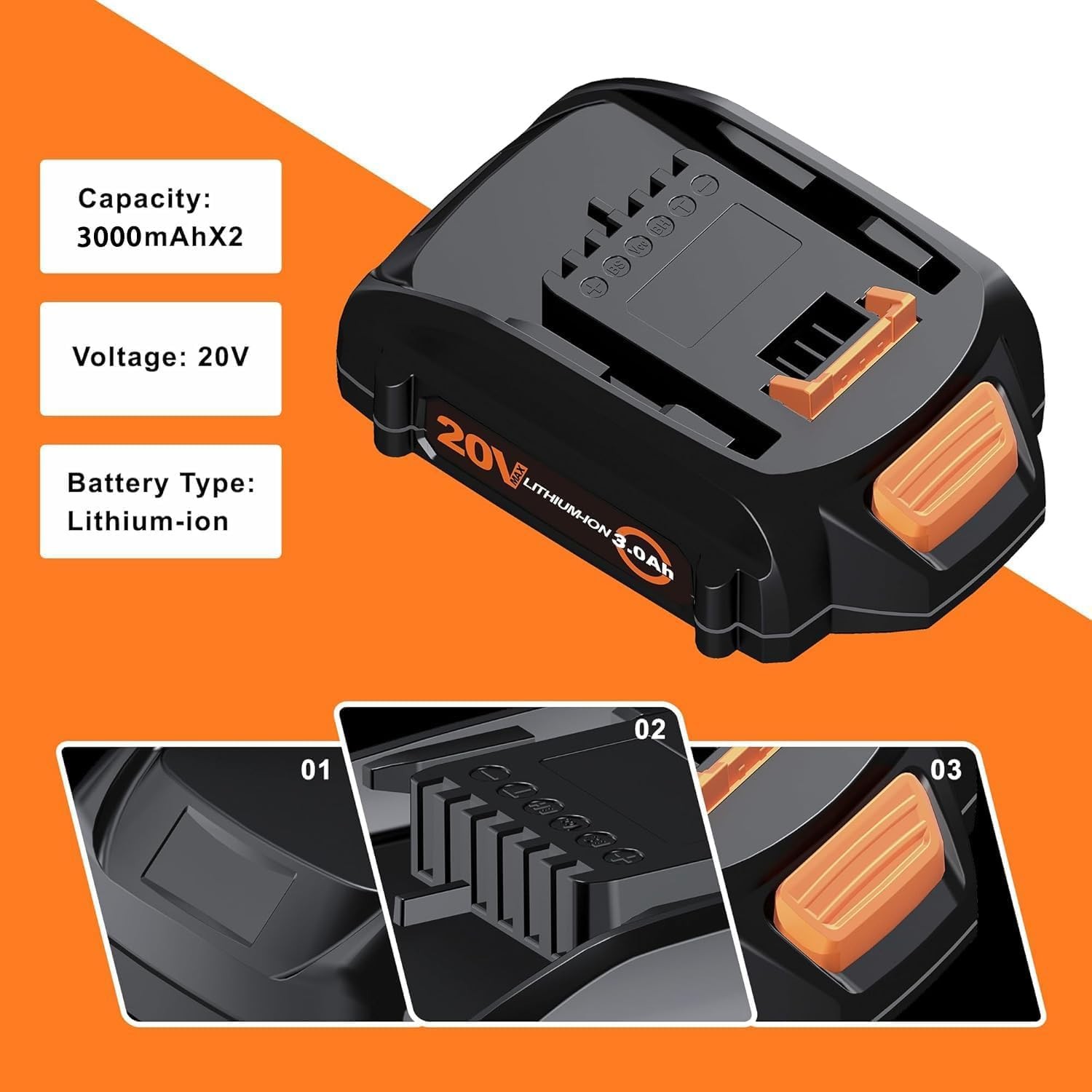 Simple Plus+ Wa3525 20V Battery Replace For Worx Battery 20V Power Share Max
