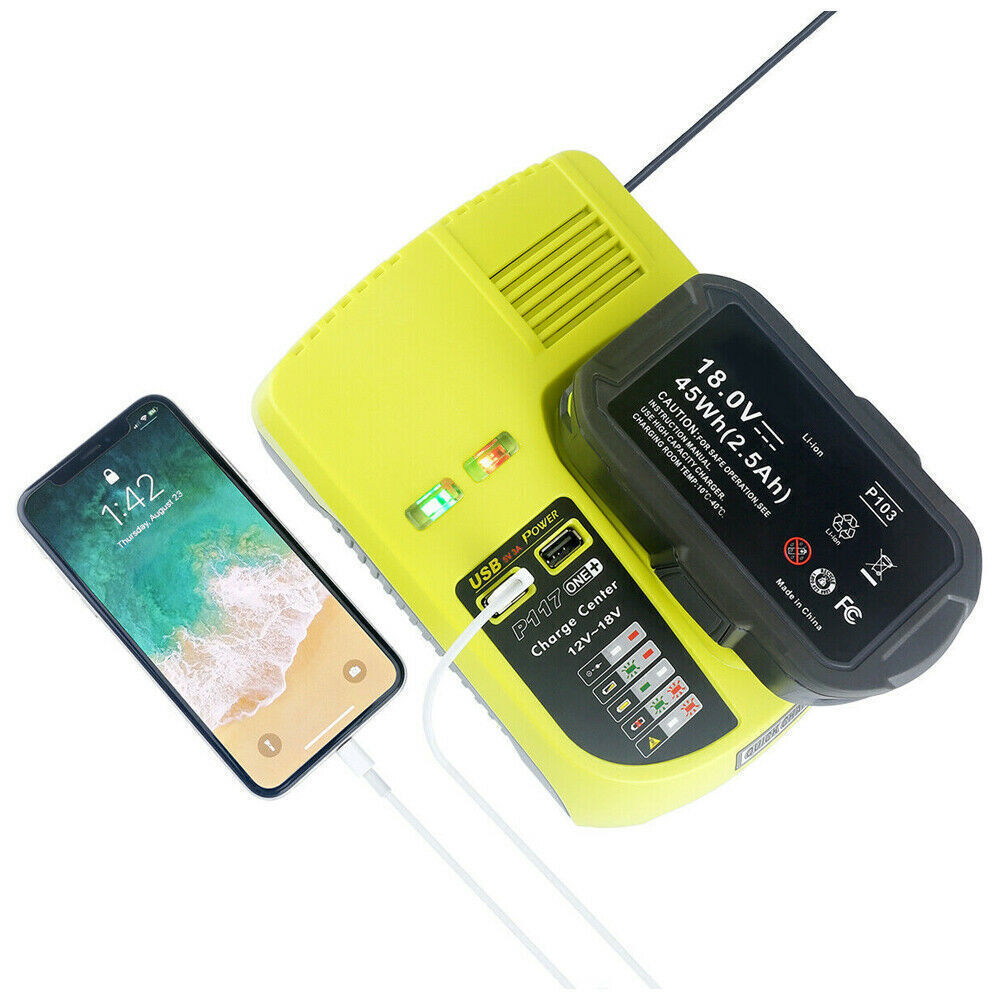 P117 Battery Charger For RYOBI One Plus High Capacity 18Volt Lithium-Ion P108