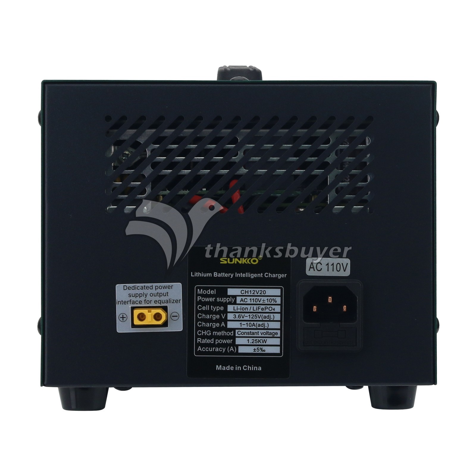 SUNKKO CH12V20 Professional Lithium Battery Charger 125V/20A for Li-ion/LifePO4