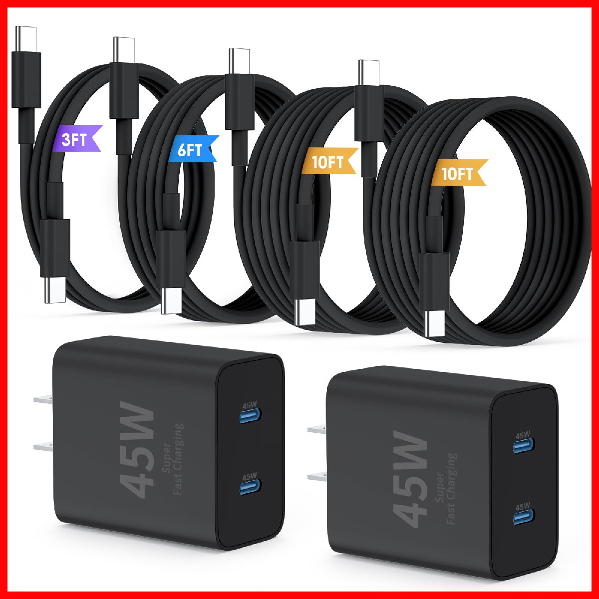 Qziiw Super Samsung Charger Type C45W Dual Port Usb C Charger Block 2-Pack