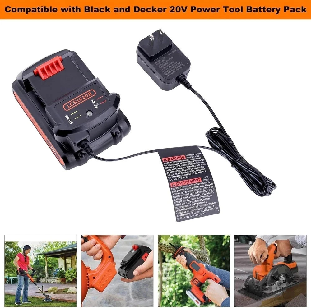 LCS1620B 20V Charger Compatible with Black and Decker 20V Max Lithium Battery LB