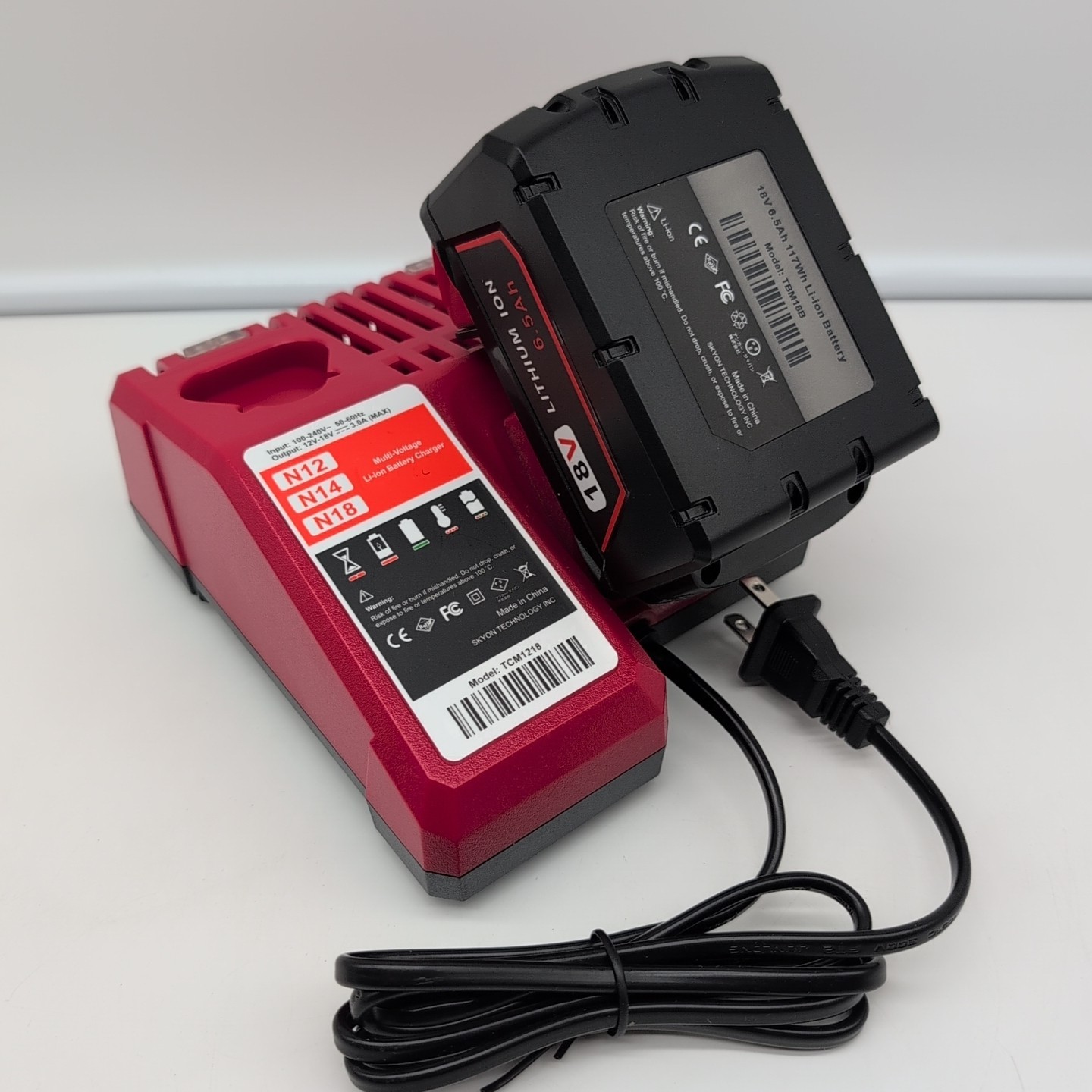Skyon Technology Model TCM1218 Multi Voltage Charger For Milwaukee M12&M18 New