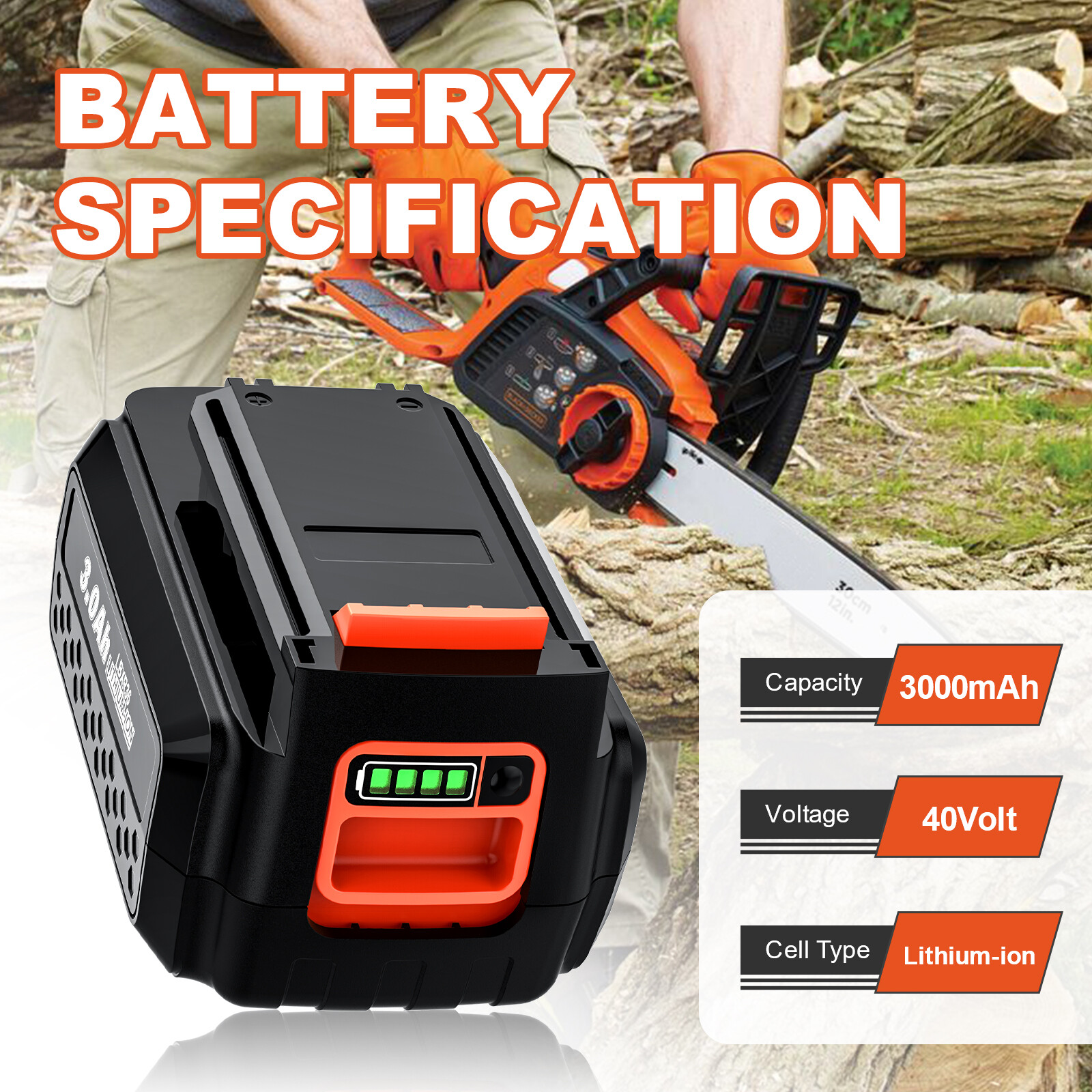 40V For Black and Decker 40 Volt Max Lithium 3AH Battery LBX2040 LBXR36 LST136