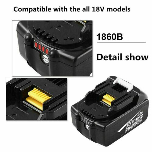 6/8/9/12Ah For Makita 18V LXT Lithium-Ion BL1830 BL1850 BL1860 Tool Battery LED