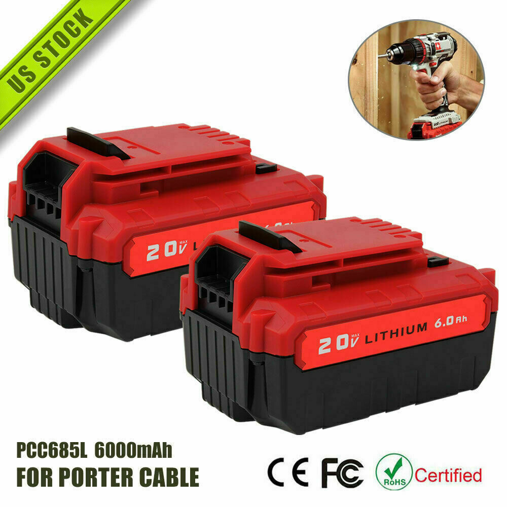 2x 20Volt 8.0Ah Lithium-ion Battery for Porter Cable MAX PCC685L PCC680L 7000mAh