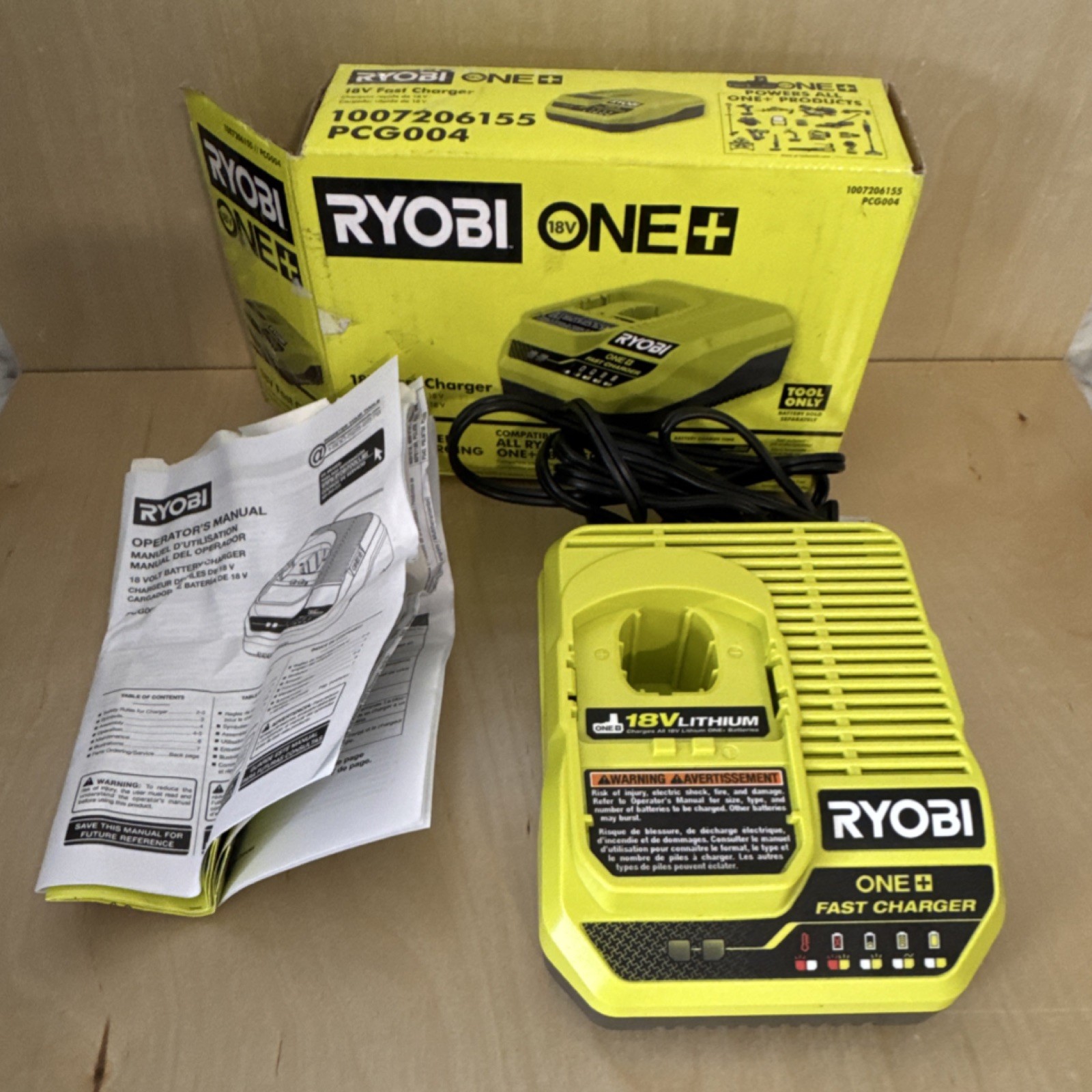 Ryobi ONE+ PCG004 Battery Charger Green 18V Single Battery Fast Charging