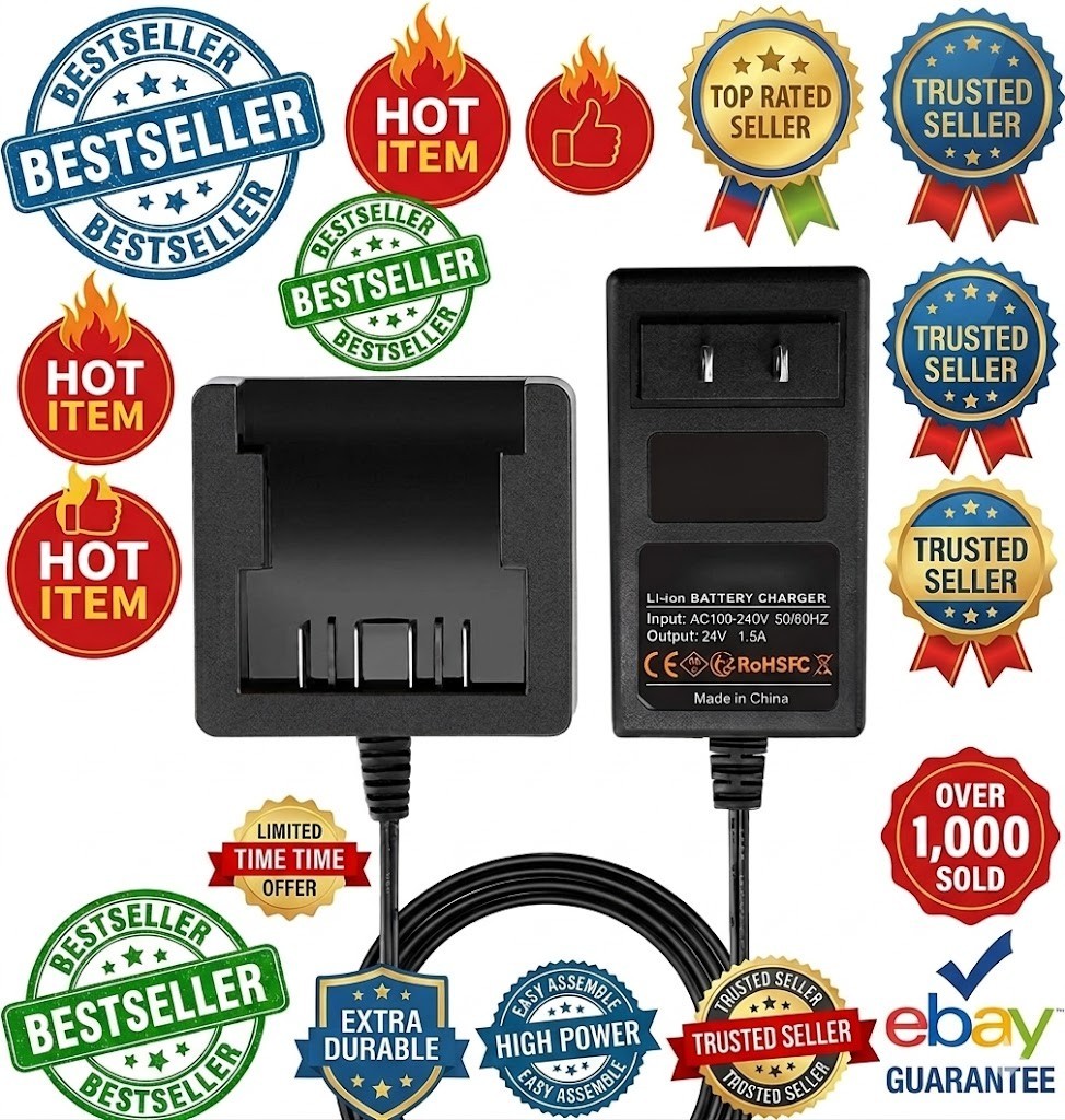 24V Li-ion Battery Charger Compatible with Greenworks 24 Volt G-24 Power Tool