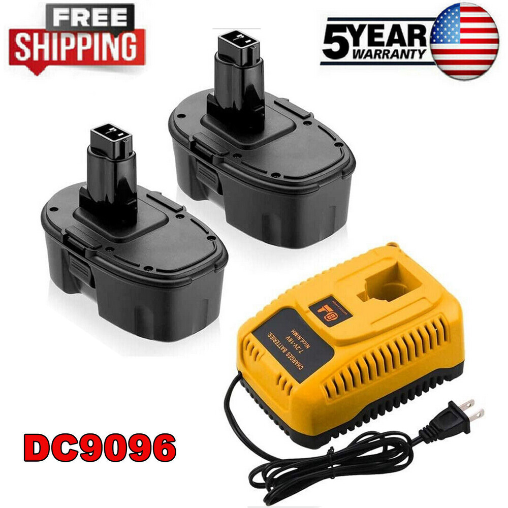 2Pack for DeWALT DC9096 DW9095 DW9096 DW9099 18 Volt 3.6Ah NIMH Battery/ Charger