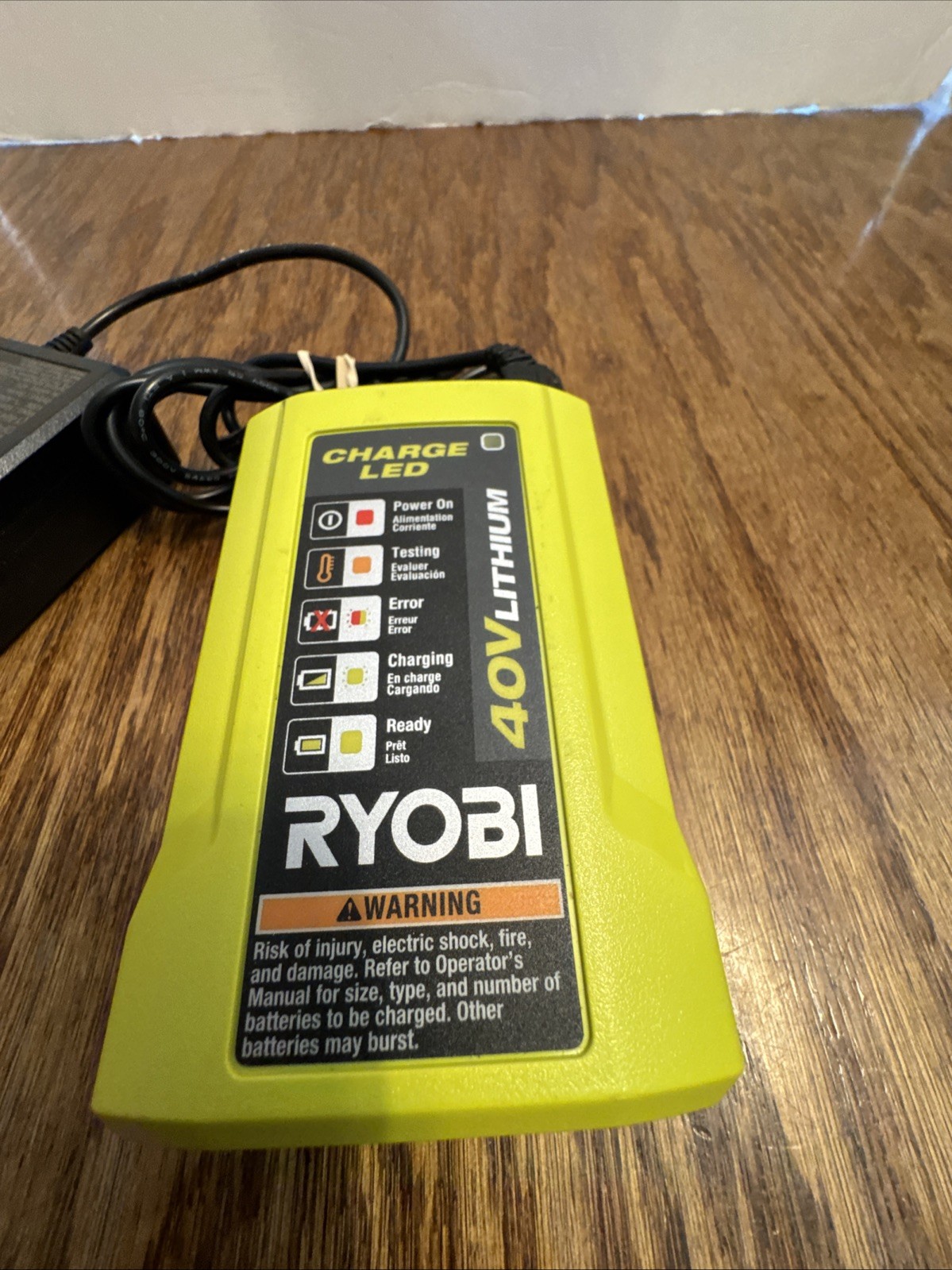 Ryobi OP404VNM 40V Li-Ion Power Tool Battery Charger w/ AC Adapter