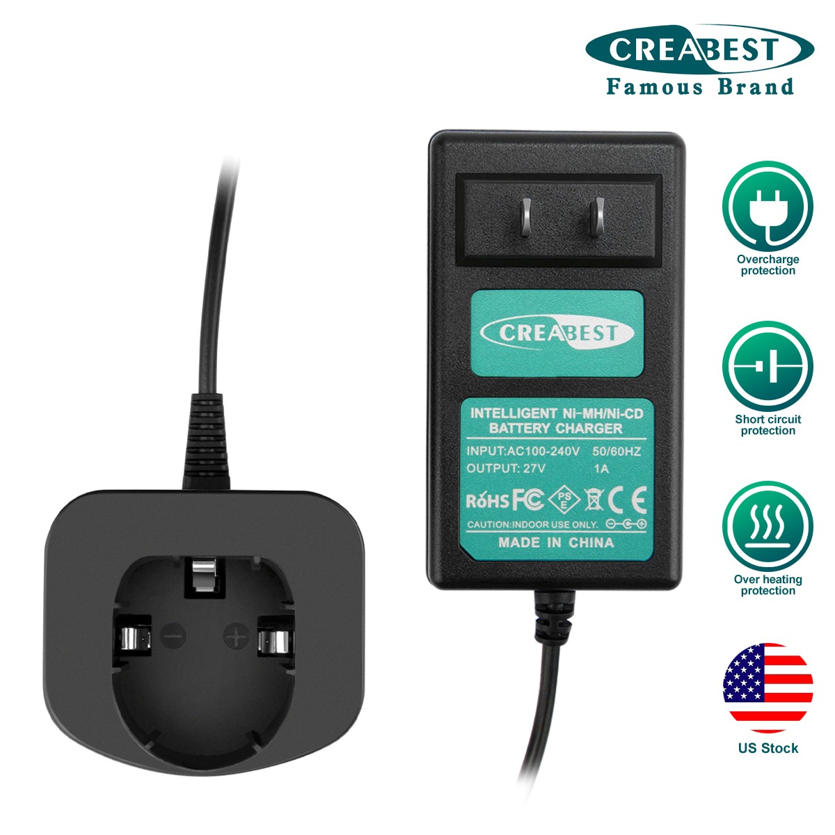 Battery Charger For RYOBI 7.2V-18V Ni-MH/Ni-CD P108 P107 1311166 BPP1413 RY-1204