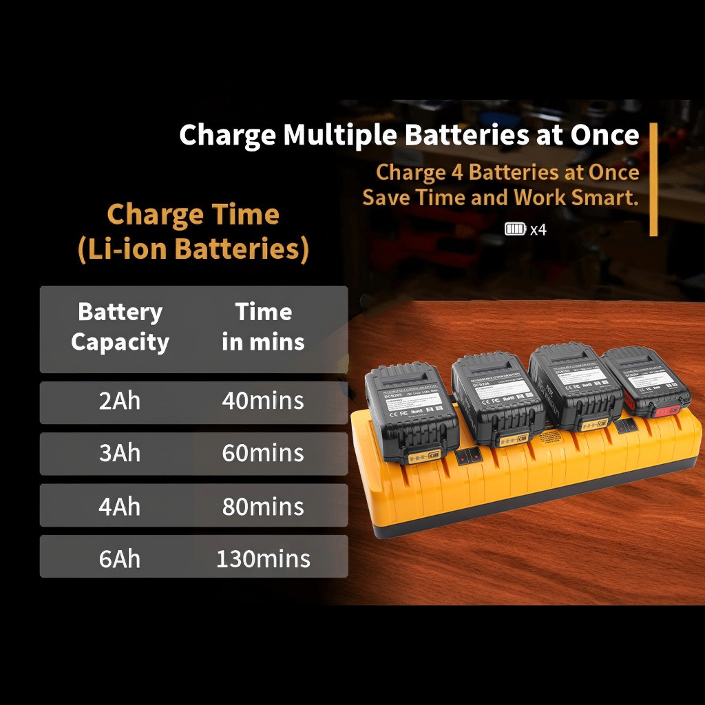4 Port Fast Rapid Charging DCB104 12V 20V For Dewalt Battery Charger Station