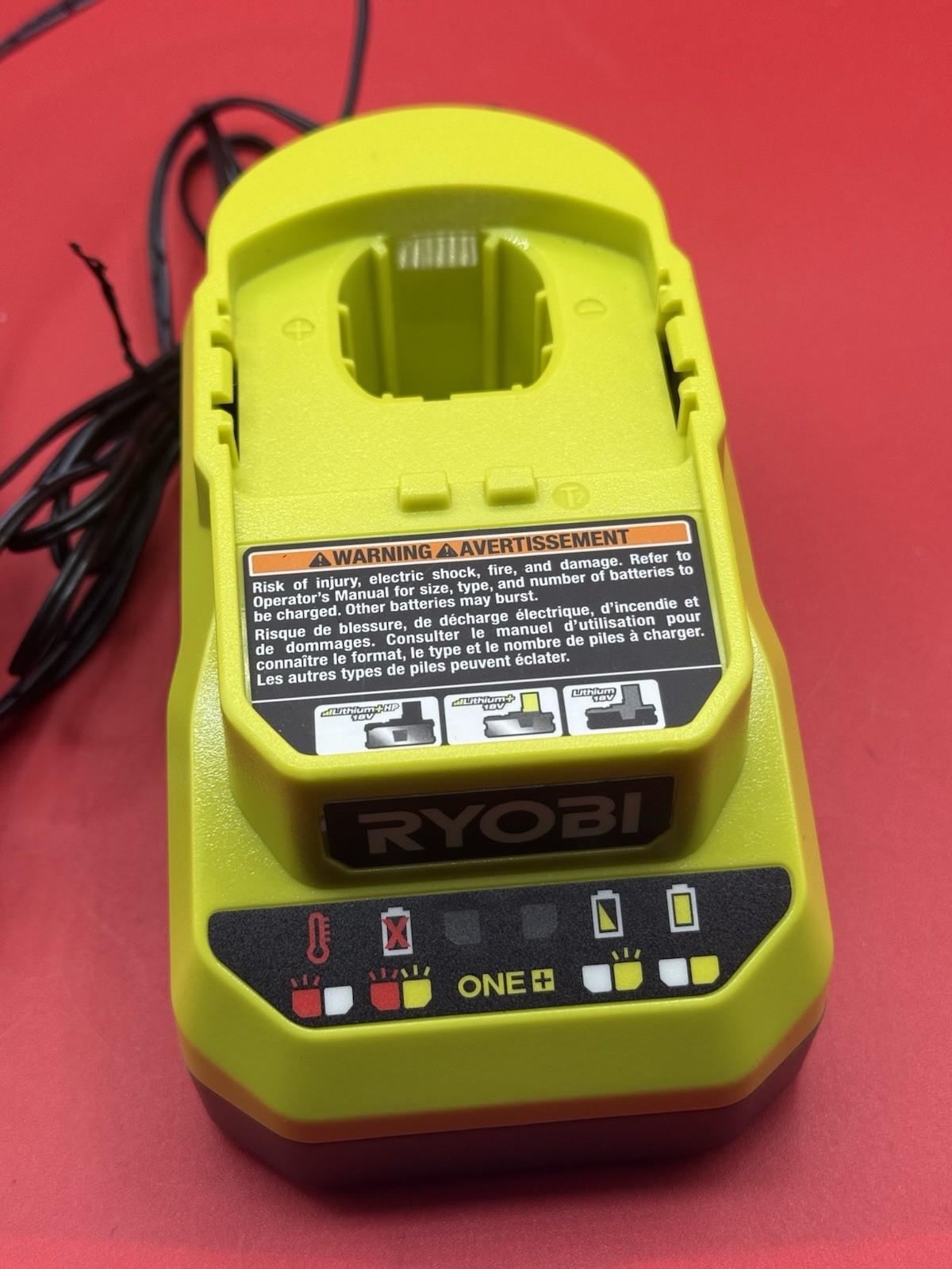 Genuine OEM RYOBI PCG002 18V Volt ONE+ Lithium-Ion Battery Charger MINT!!