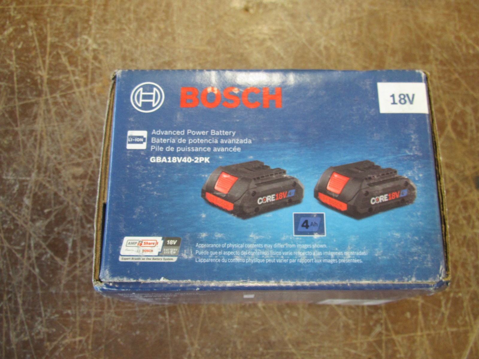 BOSCH 18V 4.0 Ah 2 Pack Batteries (GBA18V40-2PK). NIB