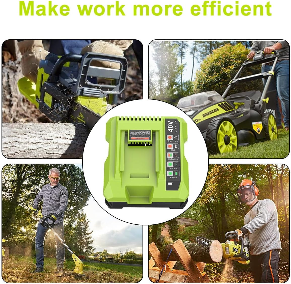 40V Charger Replacement for Ryobi 40V Battery Charger OP401 | Wall Mount, Fast