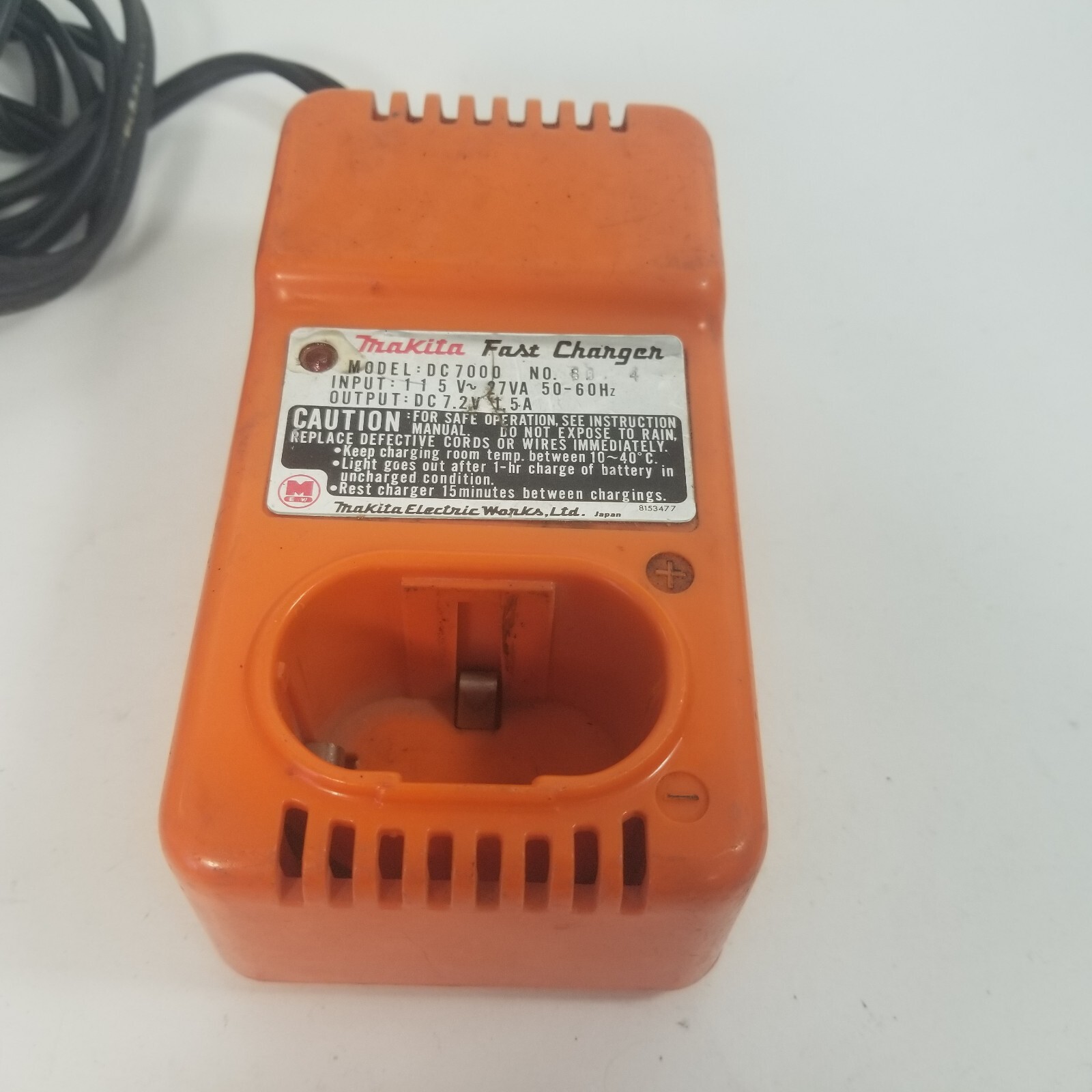 RARE Vintage Makita Fast Charger DC7000 Orange 7.2v 1.5a TESTED WORKS