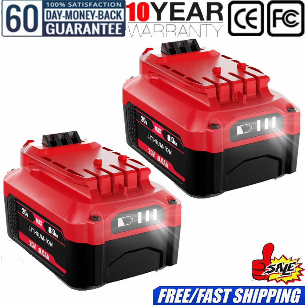 2Pack 8.0Ah For Craftsman V20 20V MAX Lithium Battery CMCB204 CMCB202 CMCB206