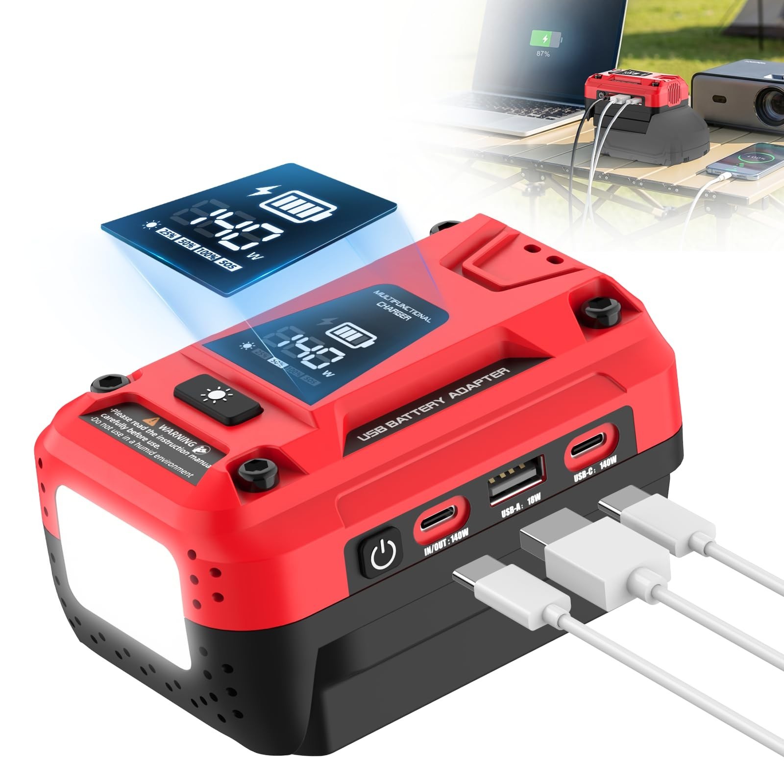 140W Battery Charger For Milwaukee 18V Multi-Function Power Source USB PD3.1