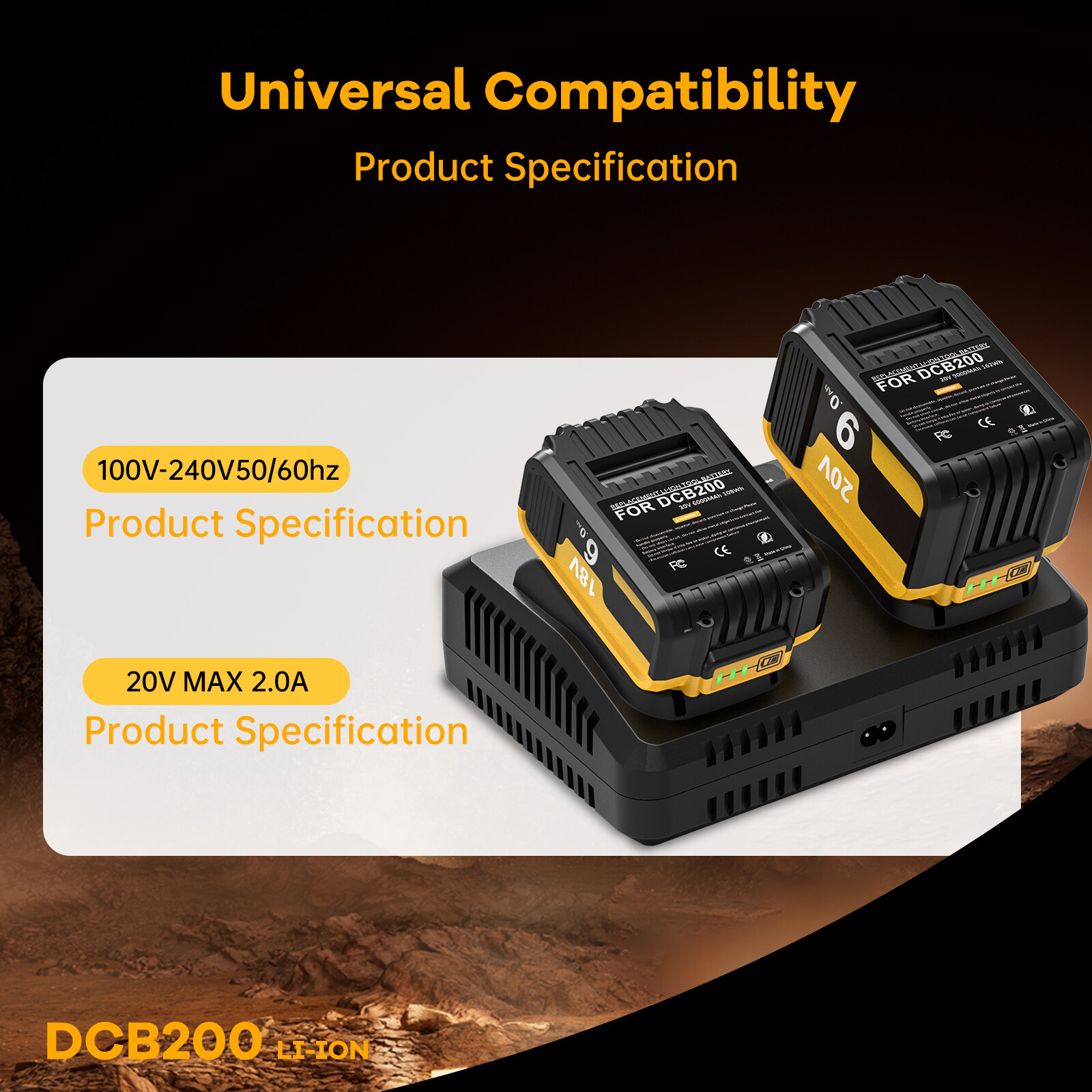 For Dewalt 18V & 20V Max Lithium Ion Battery Charger replaces DCB107 & DCB100