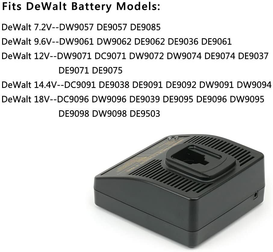 Battery Charger for Dewalt and ELU Power Tool Ni-Cd Ni-Mh Batteries 7.2-18 Volts