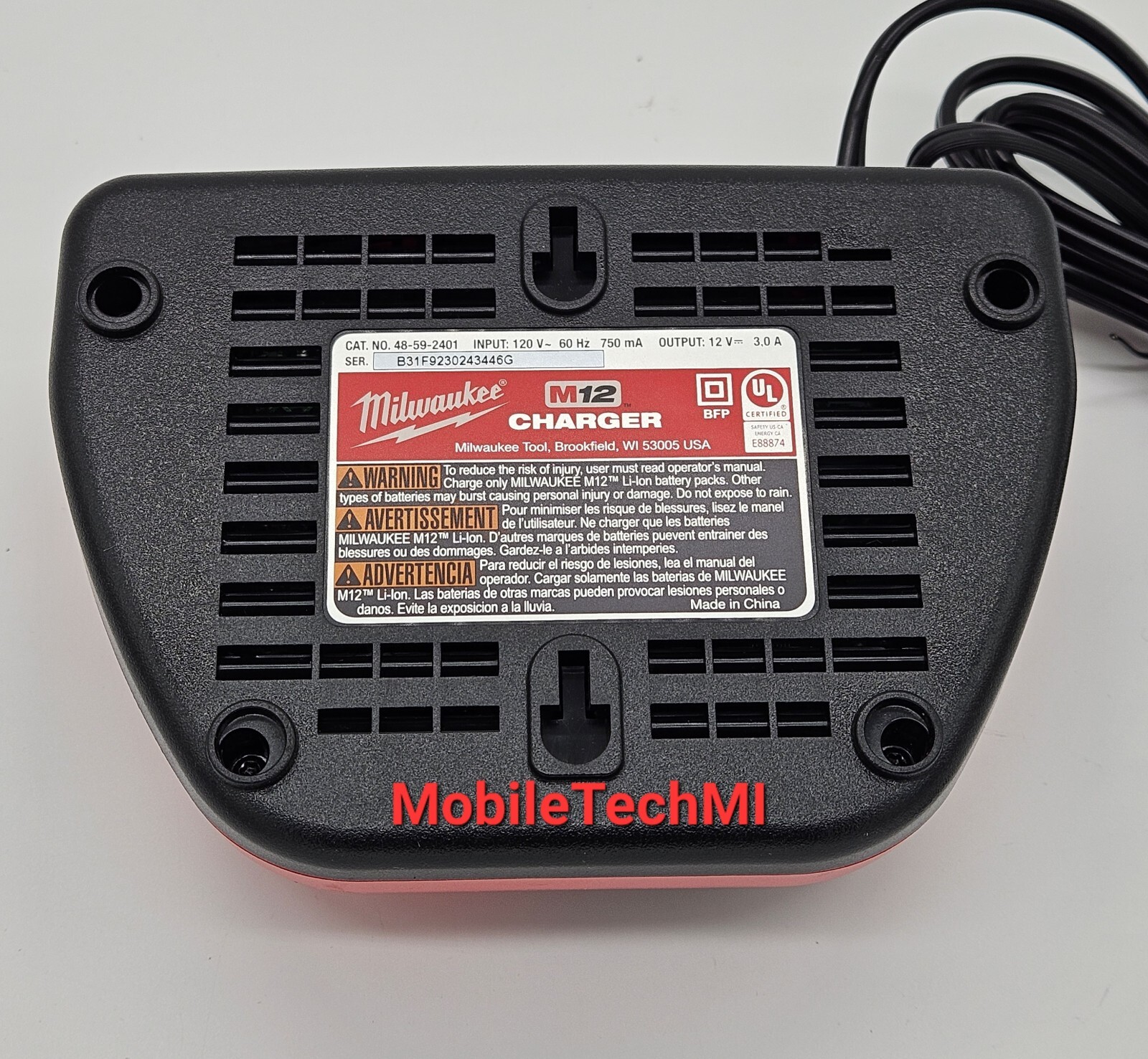 New Milwaukee M12 Battery Charger Lithium Ion 12 Volt 48-59-2401 Genuine OEM