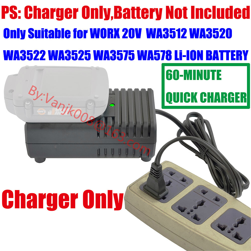 1PCS WORX 20V WA3520/3525 POWERSHARE Li-Ion Battery 3-5 HR Charger- Charger Only