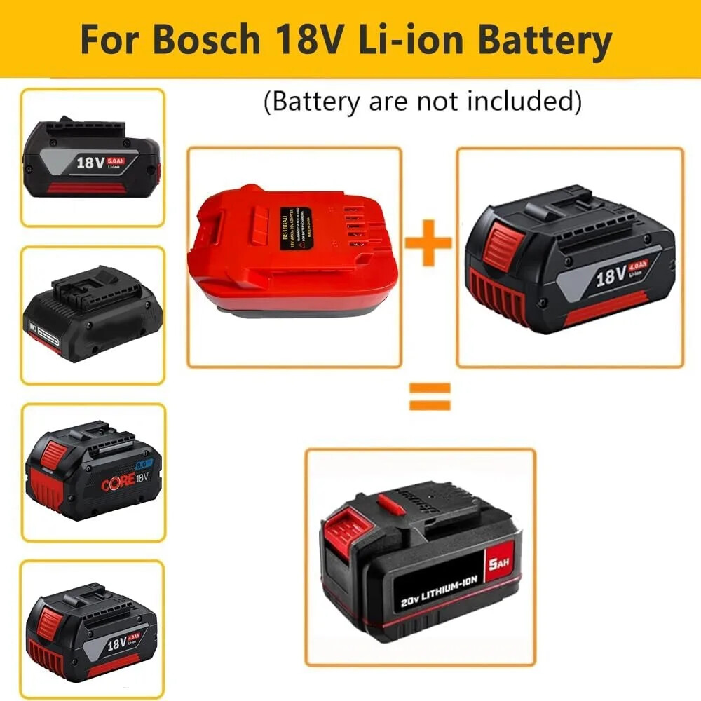 for Bauer 20V Tools Adapter for Bosch GBA 18v Li-ion Battery to for Bauer tool