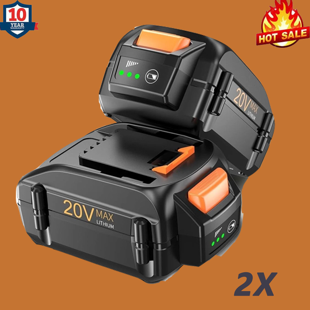 2PACK 8.0Ah For WORX 20V MAX Extend Lithium-Ion Battery WA3525 WA3575 WA3520 4AH
