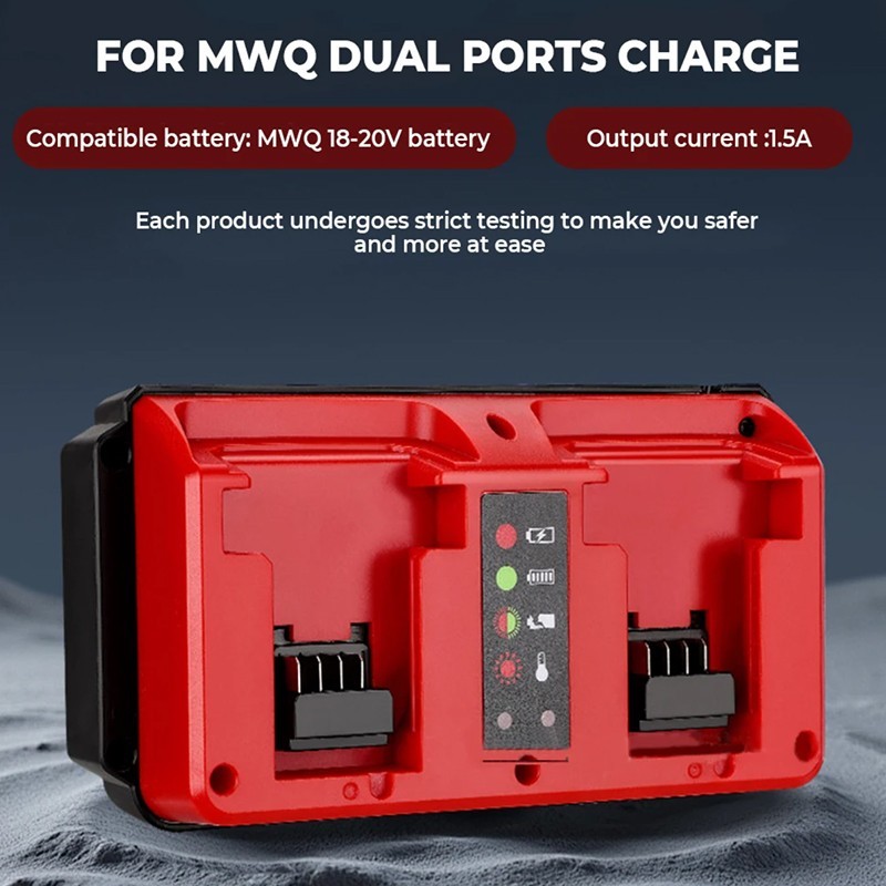 Portable Dual Ports Charger For Milwaukee 18V 48-11-1815, 48-11-1820 Battery