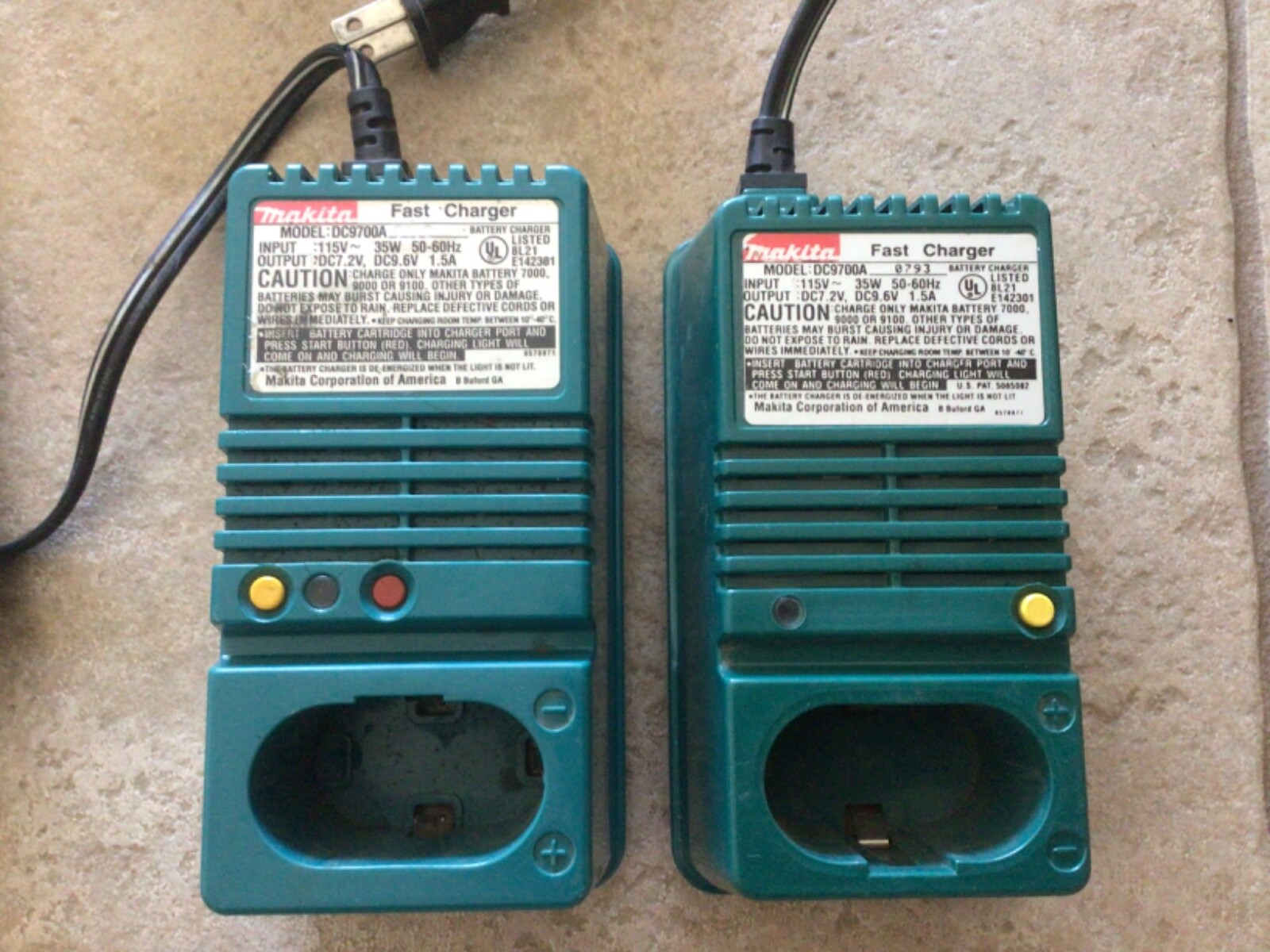 Makita DC9700 Charger 7.2 – 9.6 Volt 7.2v 9.6v 7000 9000 9100 (Lot of 2) DC9700A