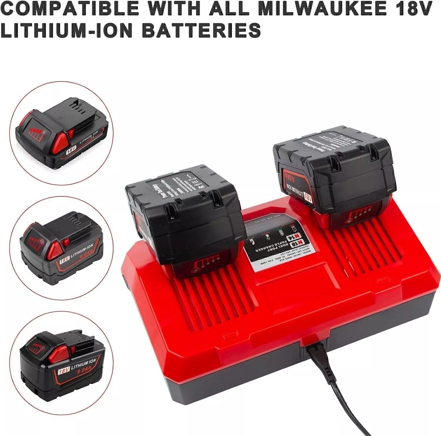 Charger 12V-18V Dual Voltage For Milwaukee For M18 For M12 Battery 48-59-1812