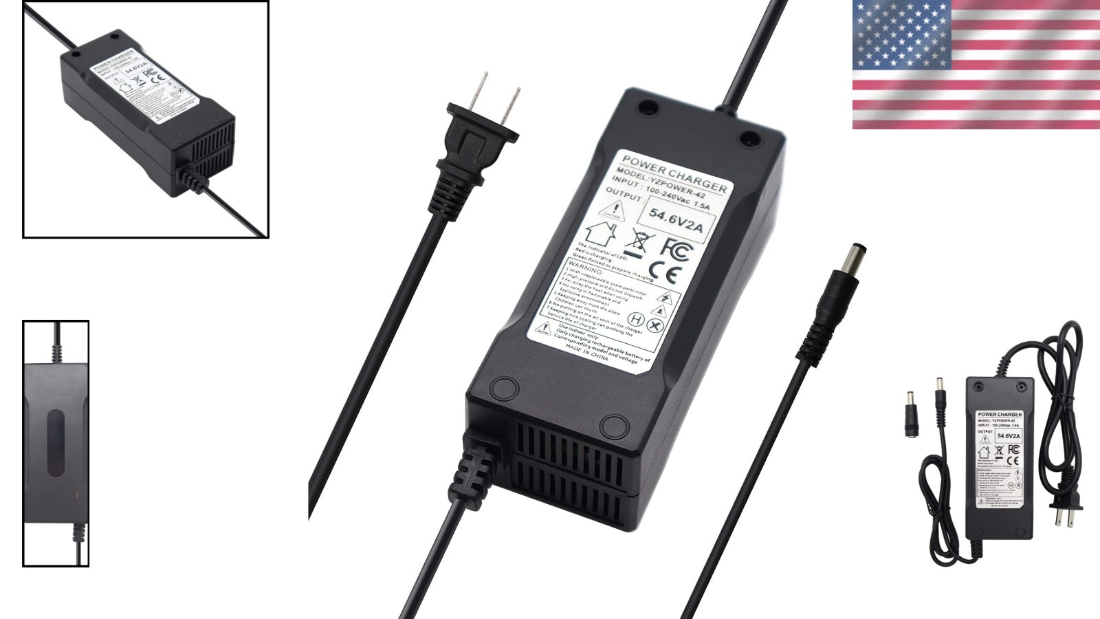 Efficient 54.6V 2A Charger for 13S 48V Lithium Batteries – Global Input Voltage
