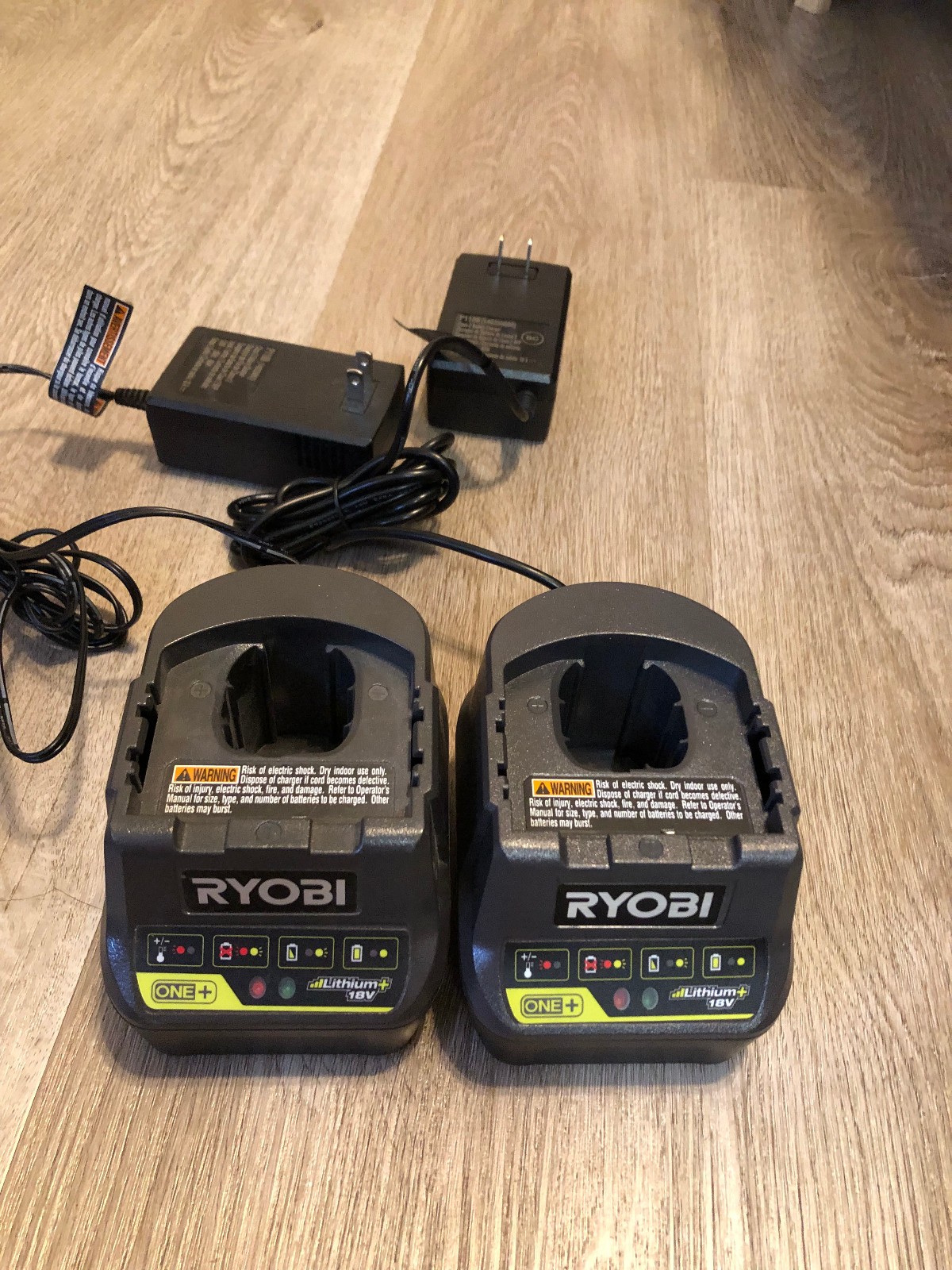Lot of 2 Ryobi P118B One+ 18V 18 Volt Lithium Ion Battery Charger Tested
