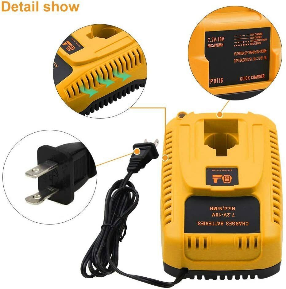 18 Volt DC9310 Charger for Dewalt 7.2V-18V XRP Battery NiCd/NiMh DC9096 DC9098