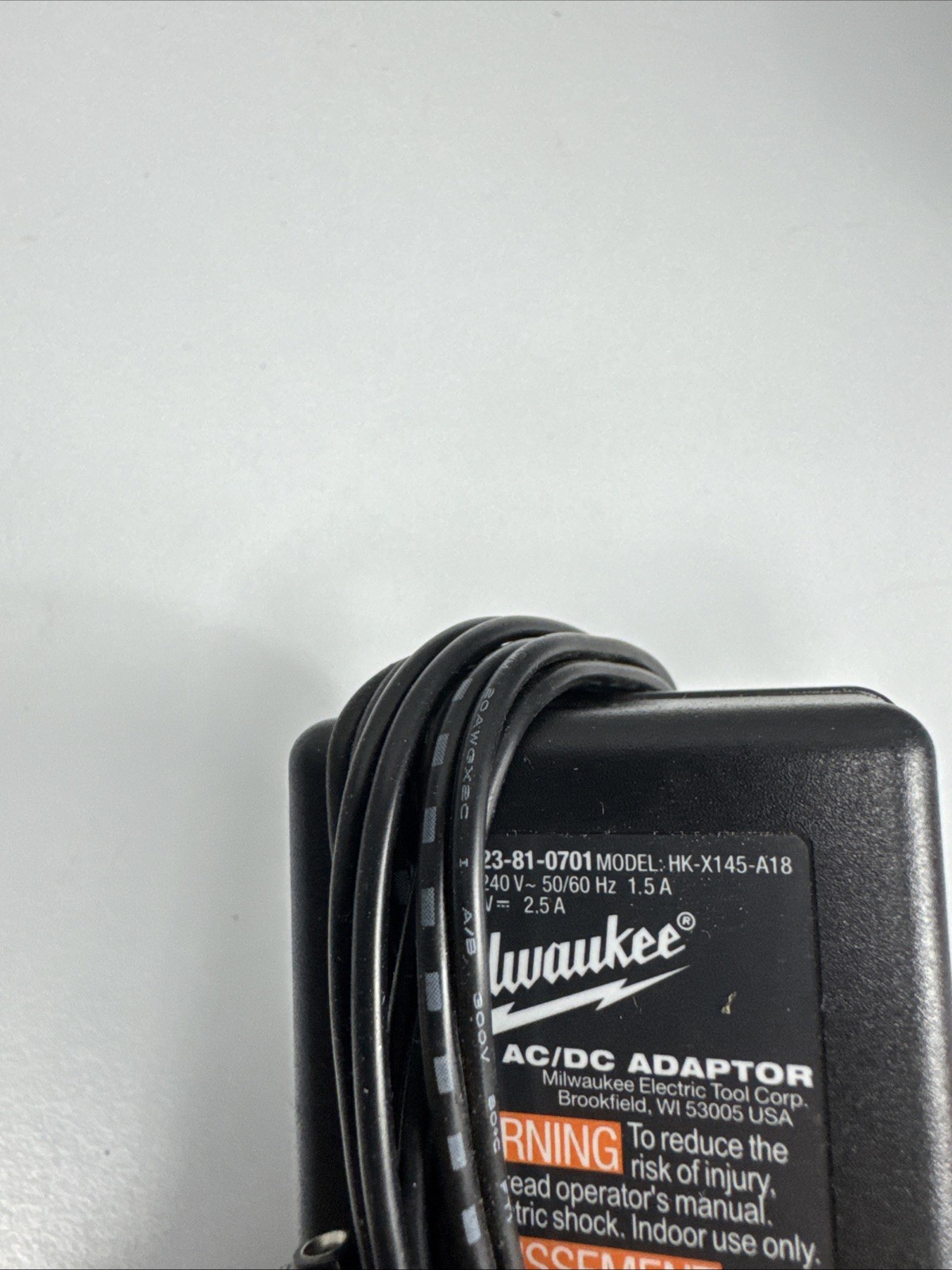 Milwaukee AC/DC Adapter 18V 2.5A HK-X145-A18, 23-81-0701 OEM