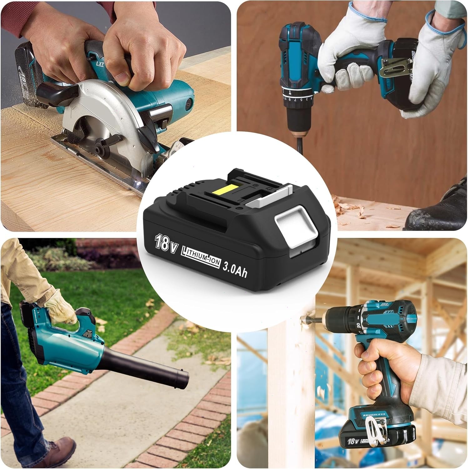 DC18SF 14.4v-18v Multi 4-Ports Fast Charger for Makita and 8.0Ah Battery BL1860B
